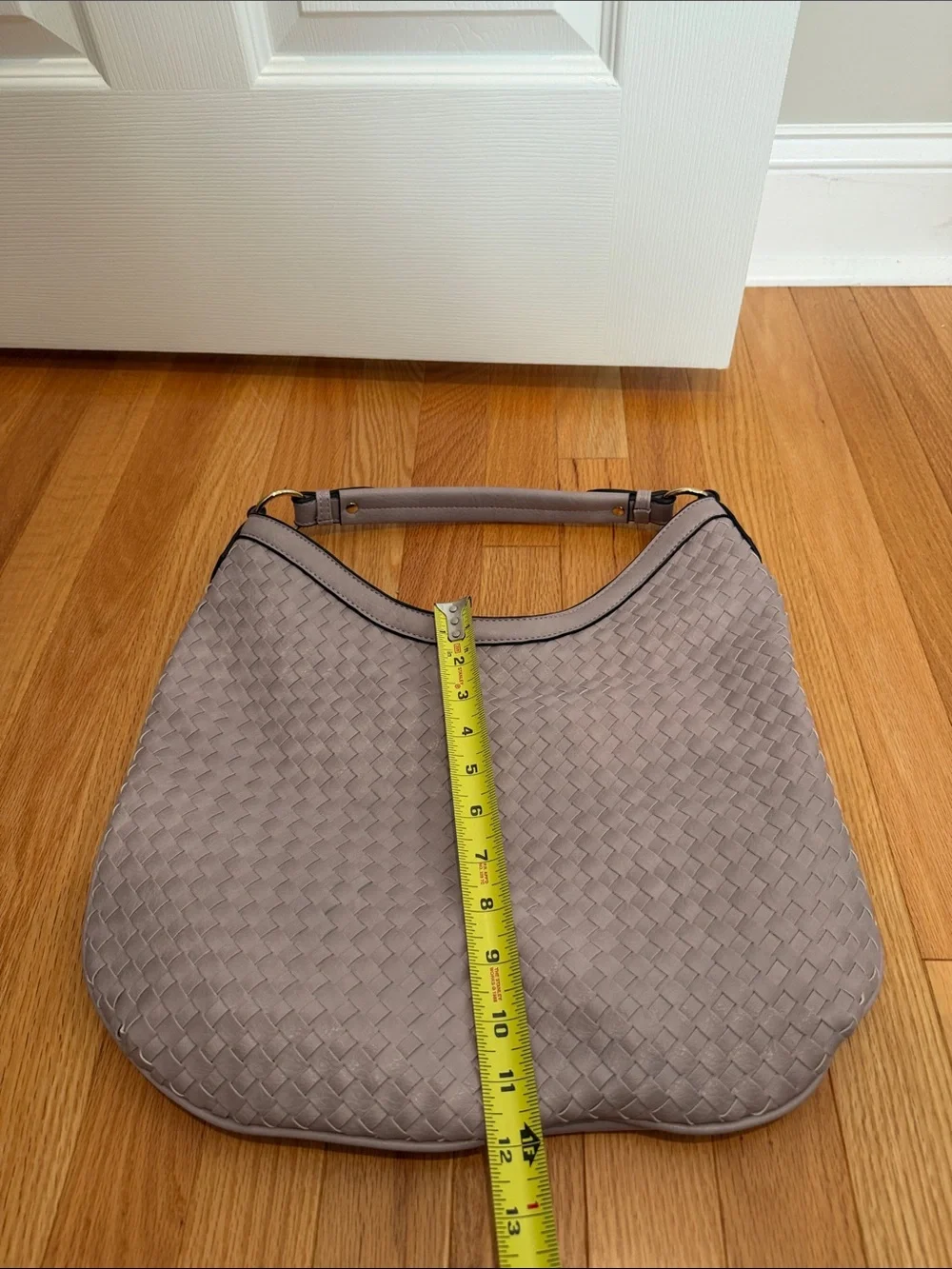 Woven Hobo Vegan Leather Shoulder Bag with Detachable Cross Body Strap in Violet